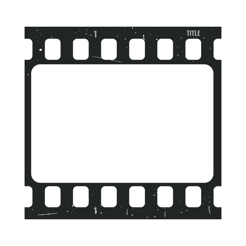 Vintage retro Movie film strip isolated on white background. Film strip frame template with grunge texture. Cinema and filmmaking concept. illustration vector