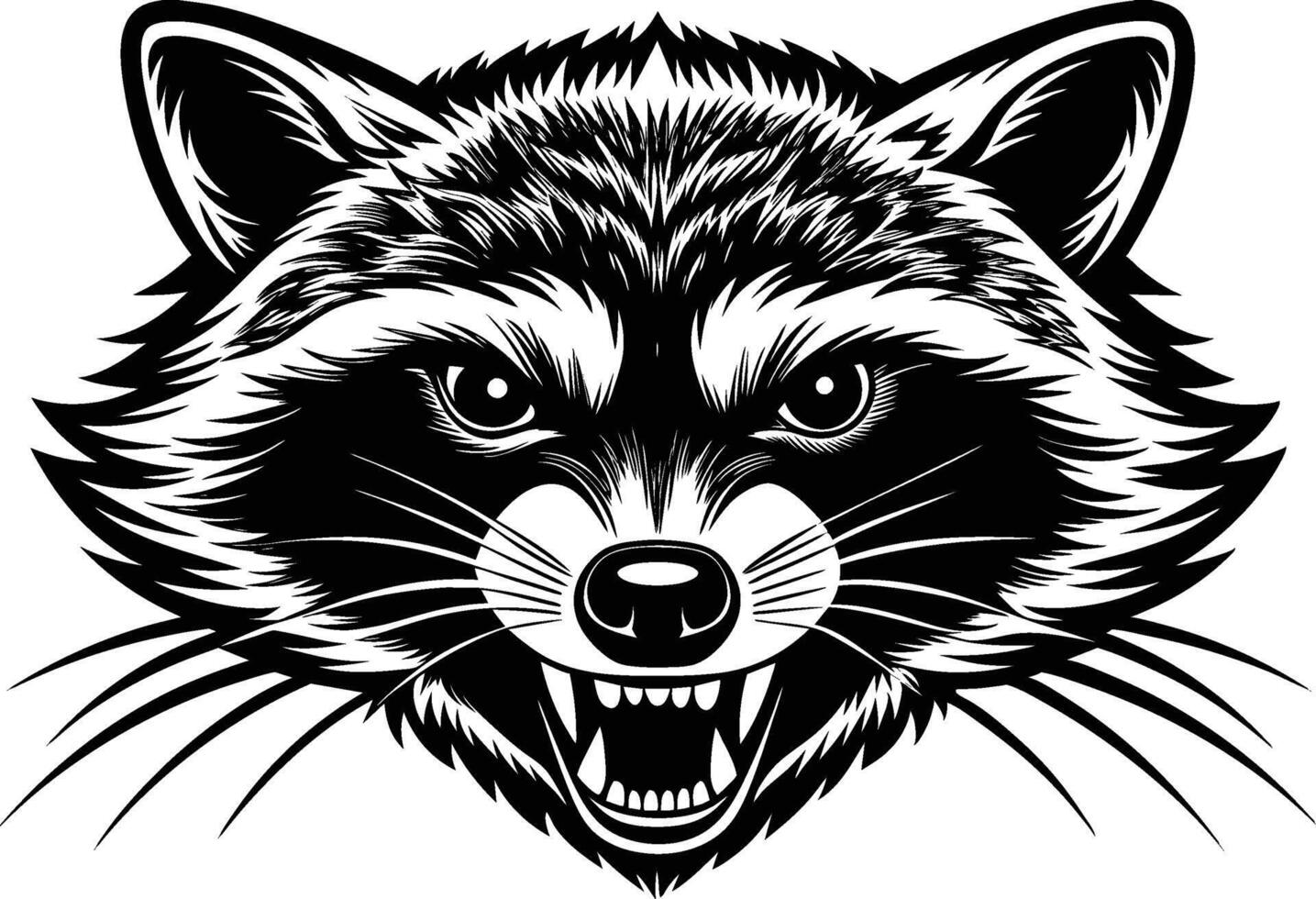 angry raccoon face illustration eps 10 vector