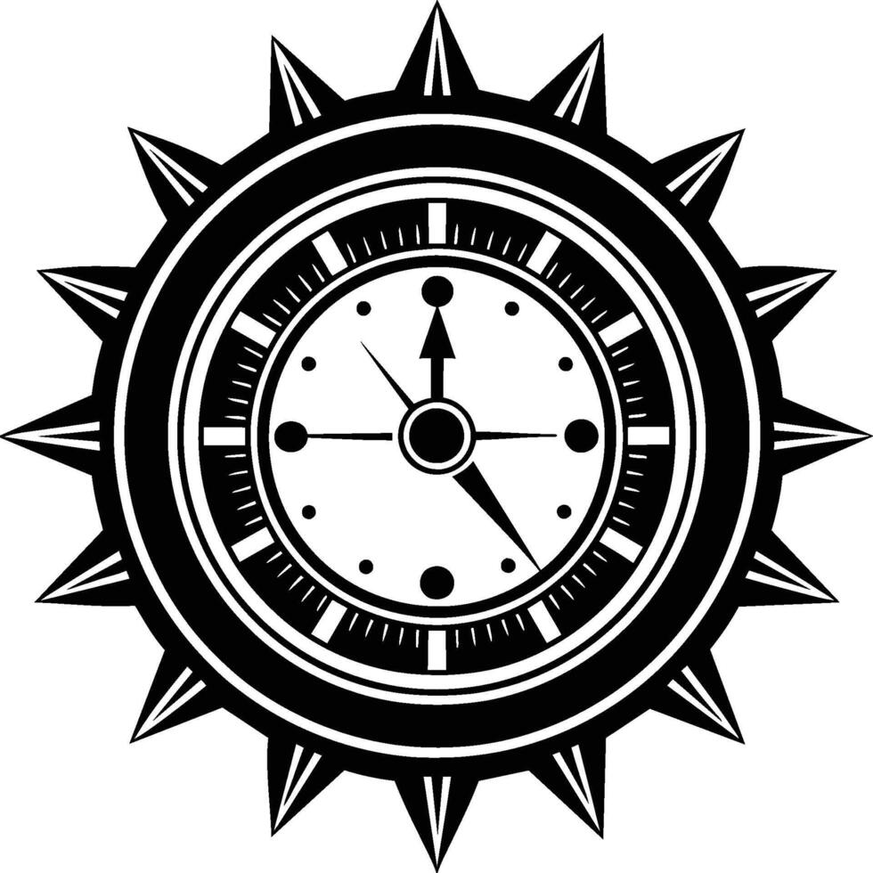 black and white clock isolated on white background eps 10 vector