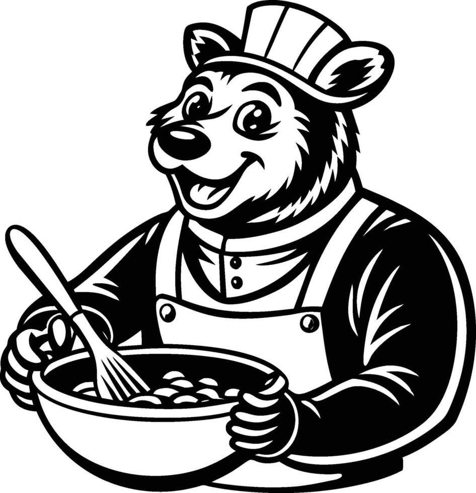 bear chef illustration isolated on white background eps 10 vector