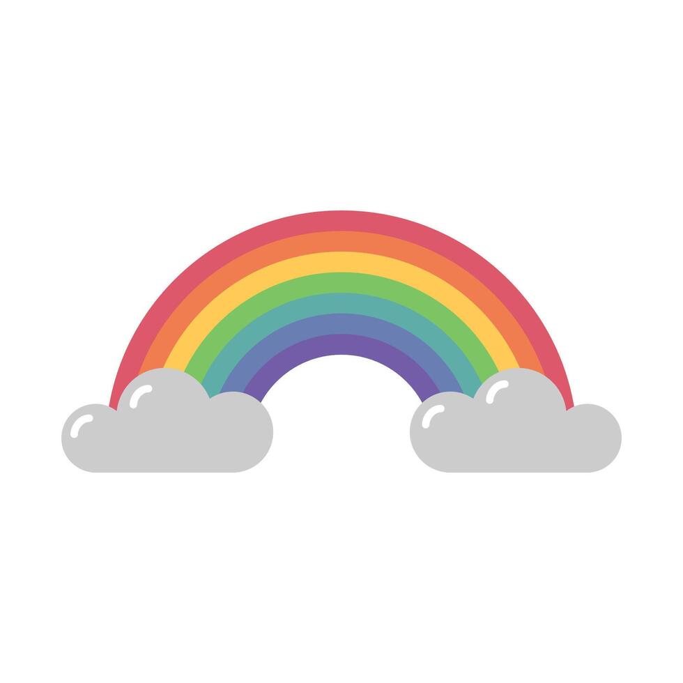 Rainbow with cloud isolated illustration. vector