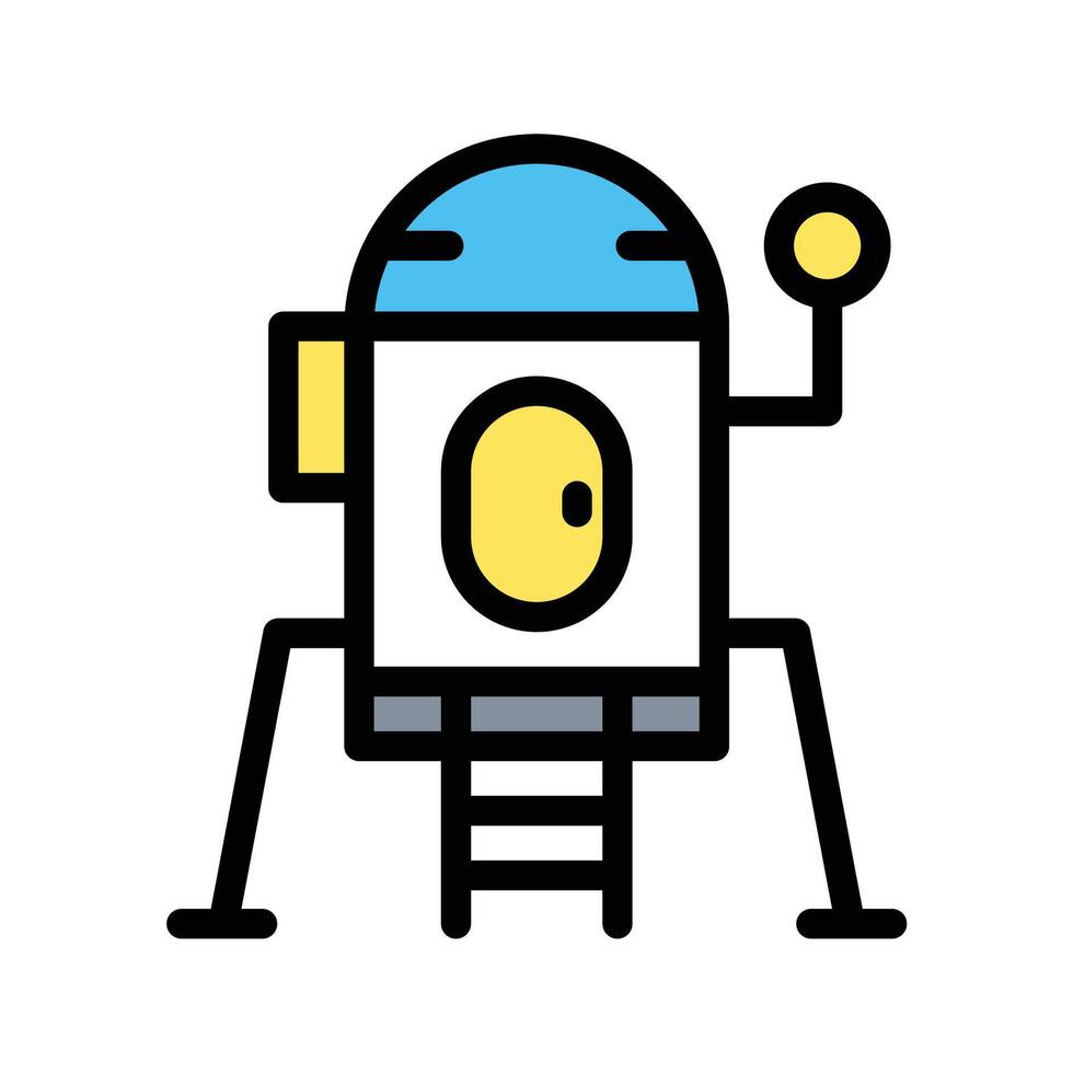 Space Lander Icon Futuristic Design in Flat Line Color Style vector
