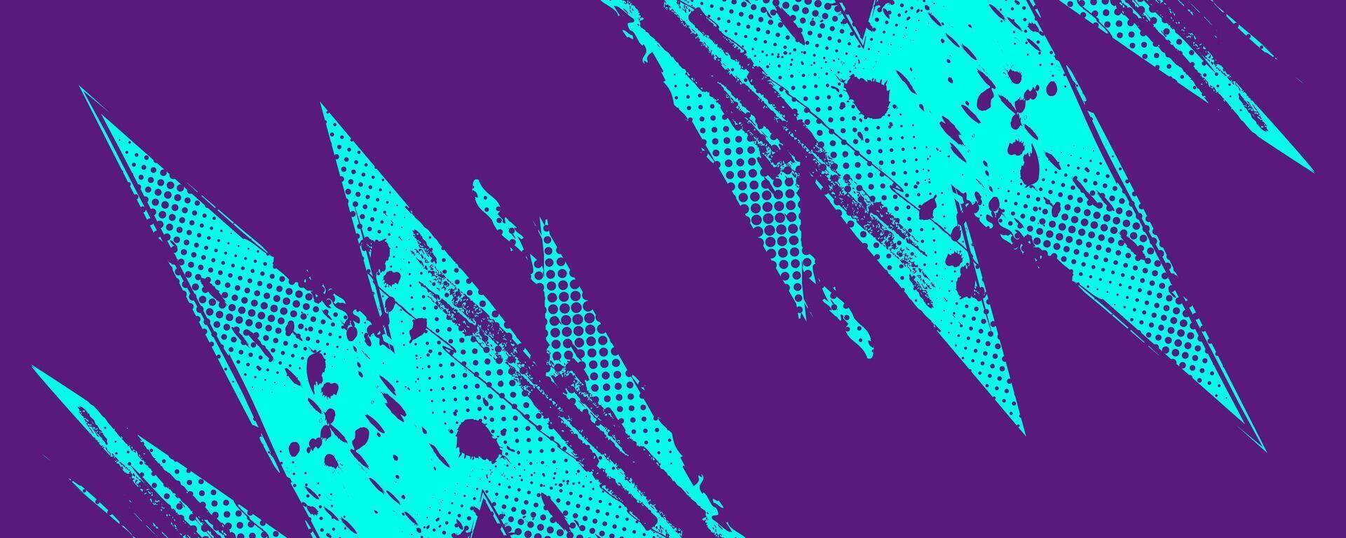 Abstract Sports Background with Blue and Purple Brush Texture and Halftone Effect. Grunge Background for Banner or Poster Design vector