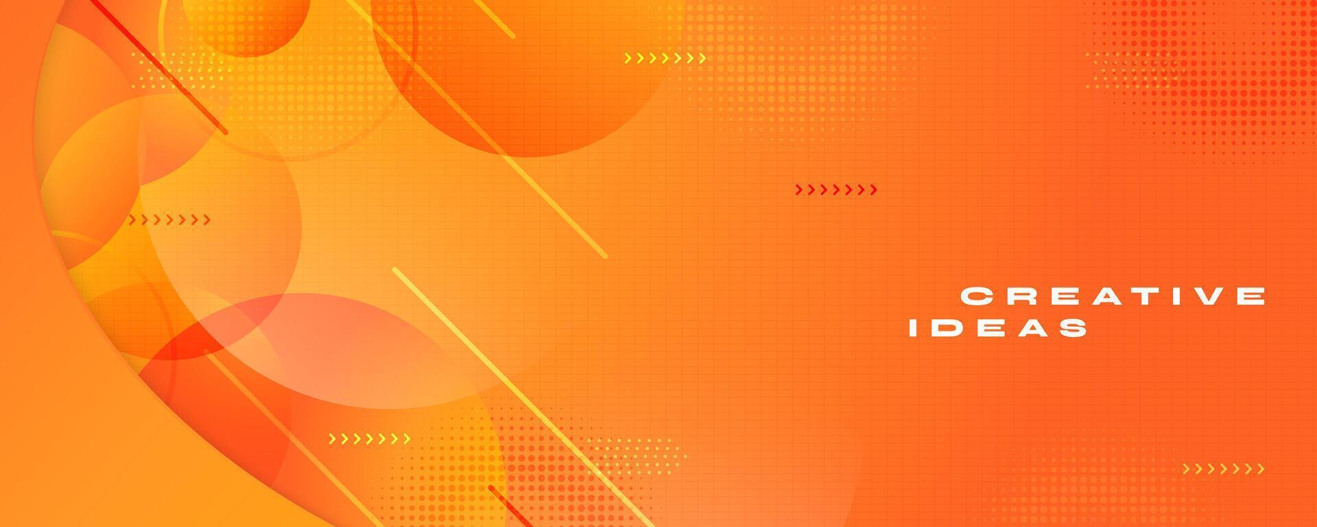 Abstract Orange Gradient Background with Geometric and Circular Elements. Creative and Dynamic Banner Design vector