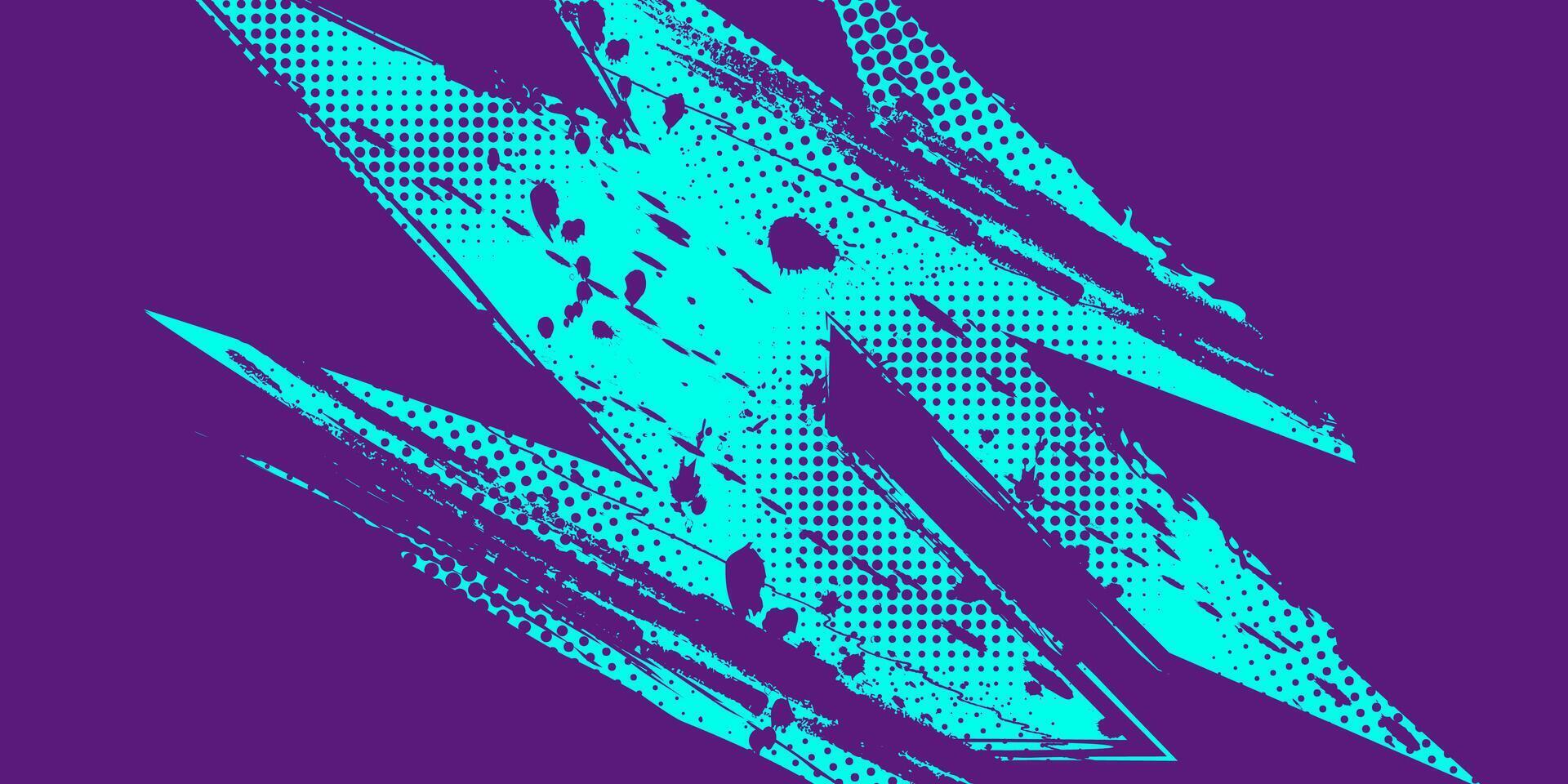 Abstract Sports Background with Blue and Purple Brush Texture and Halftone Effect. Grunge Background for Banner or Poster Design vector