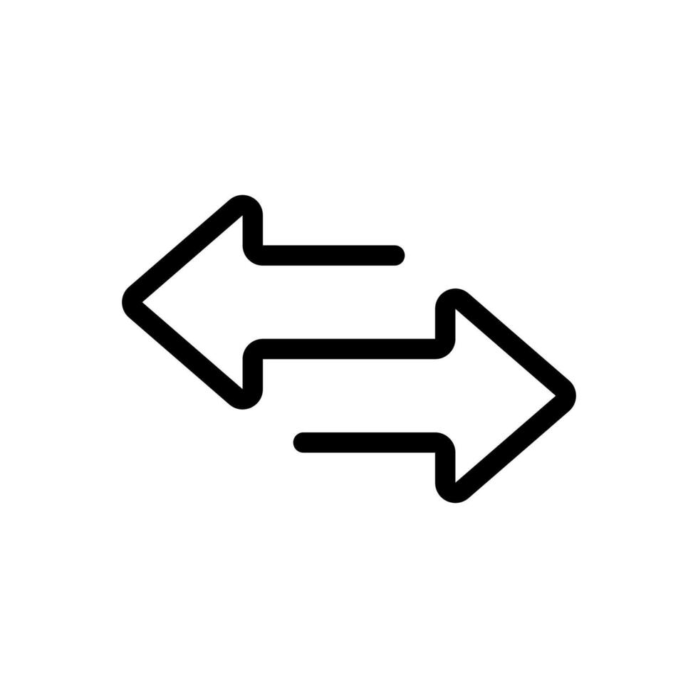 Switch icon. Sync arrows symbol. Exchange illustration. Transfer pictogram. Transaction sign. Swap outline icon. Deal and trade symbol. Reverse sign. Two directions arrows. vector