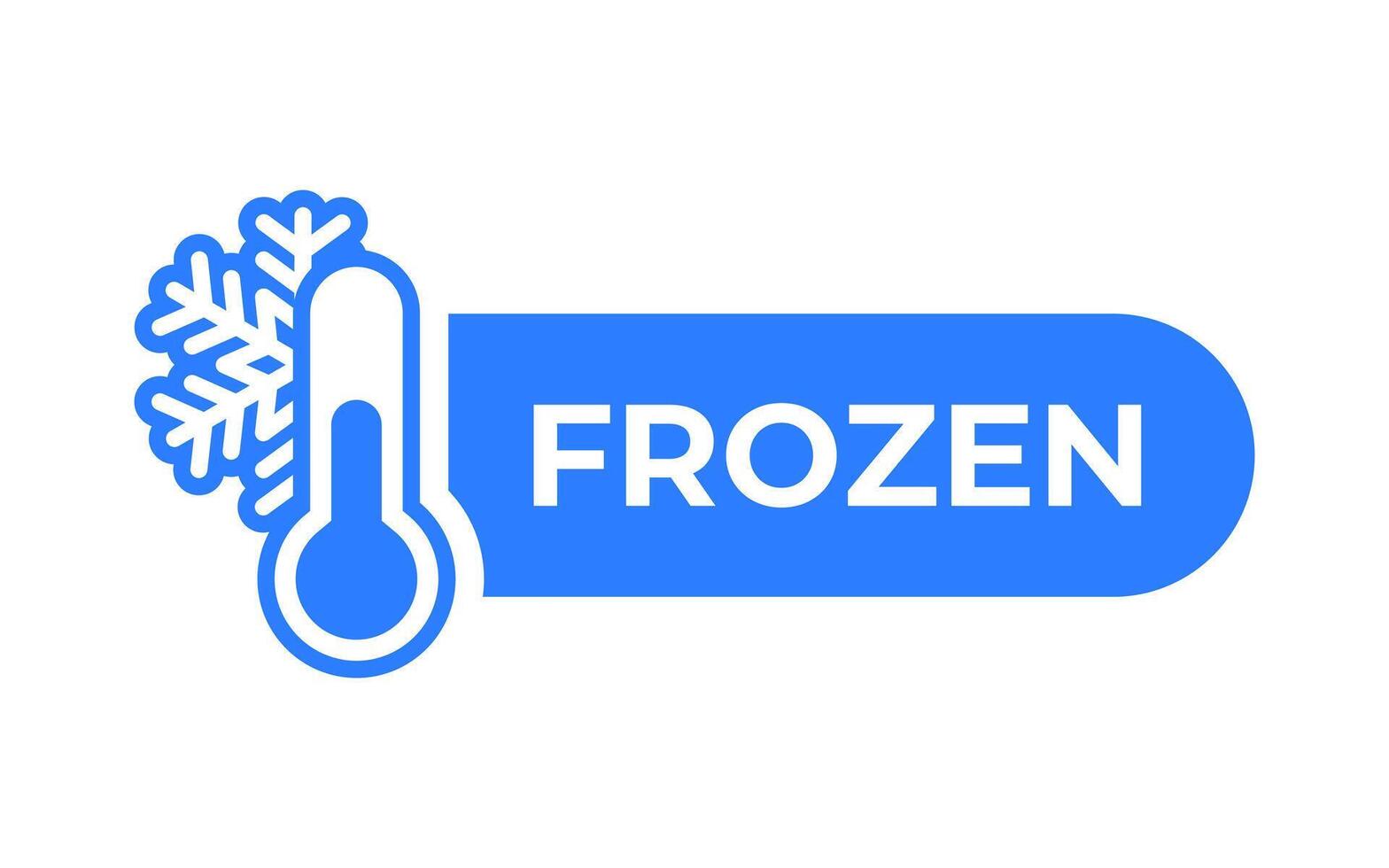 Frozen blue icon. Chilled product label. Thermometer symbol. Low temperature banner. Freezer sign. Keep in refrigerator illustration. vector