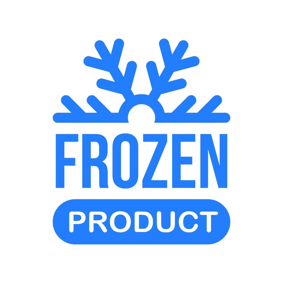 Frozen product label. Keep frozen illustration. Low temperature sign. Refrigerator only banner. Cold food symbol. vector