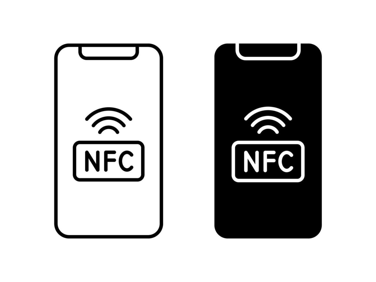 Phone with NFC technology icon. Contactless payment symbol. NFC card illustration. Mobile wireless banking digital concept. vector