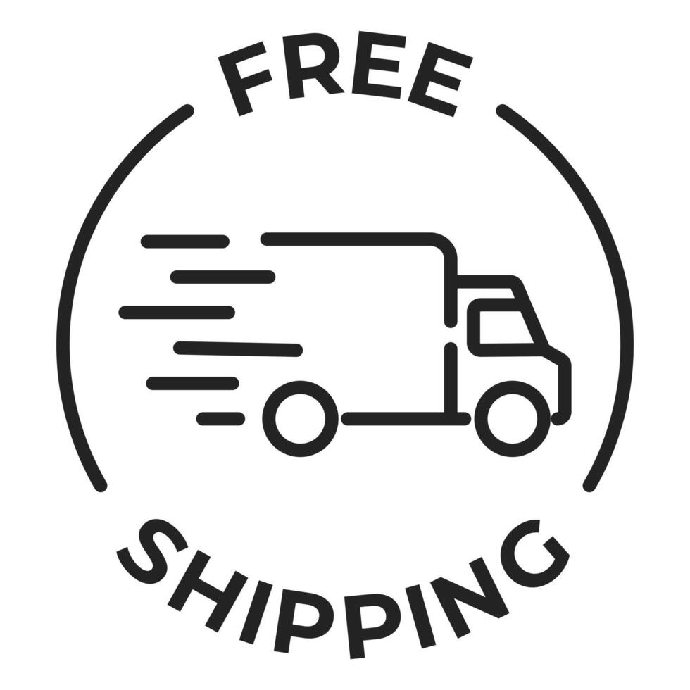 Free shipping badge. Free delivery label. Shipping service stamp. Quick delivery illustration. vector