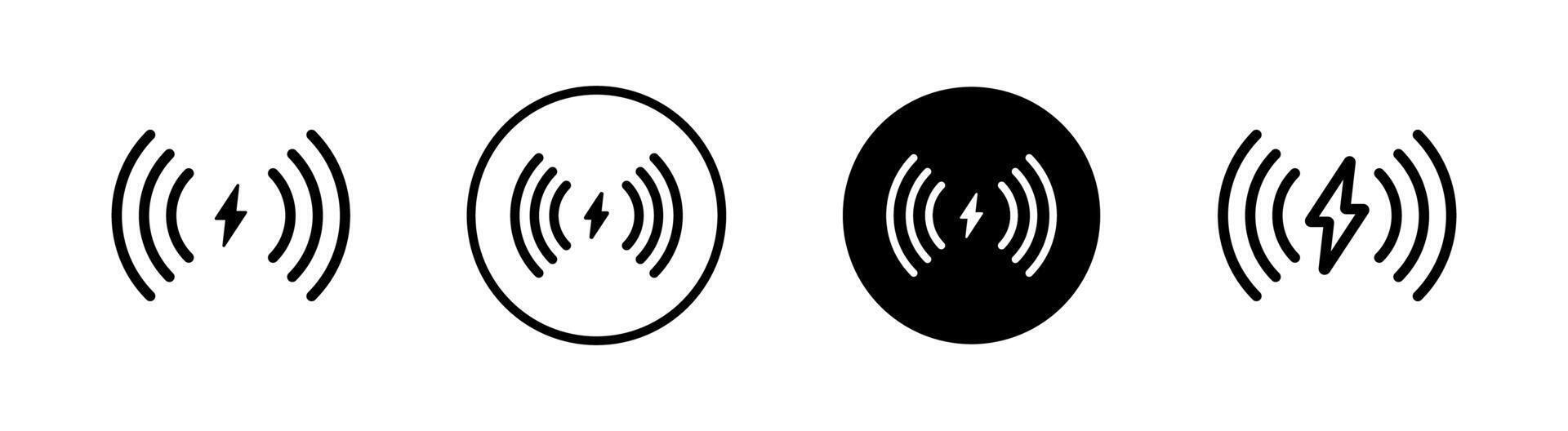 Wireless charging icon. Wireless phone charger illustration set. Fast charge symbol. Electric battery pictogram. Power sign. vector