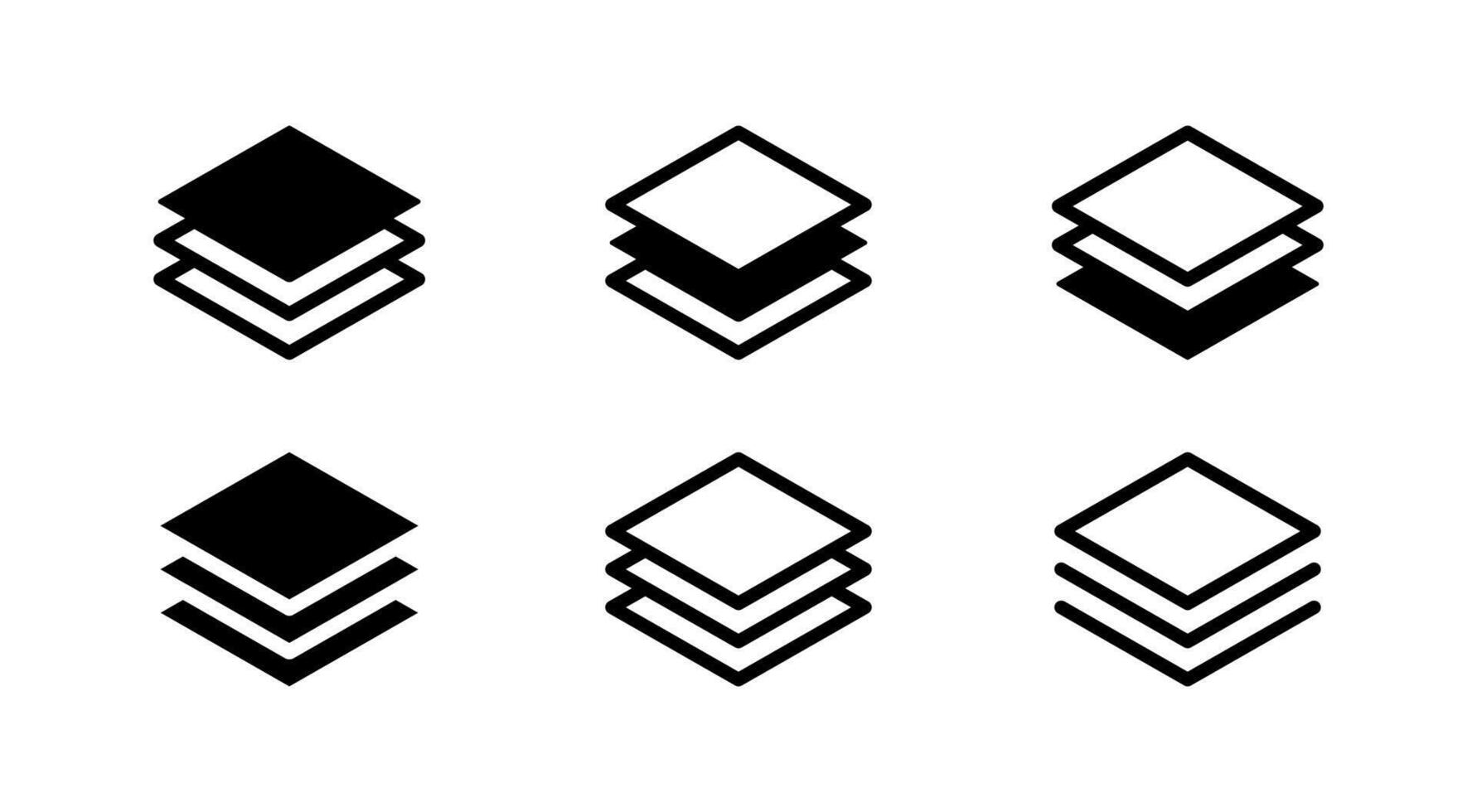 Layer icon set. Stack of paper illustration collection. Layer buttons interface elements. vector