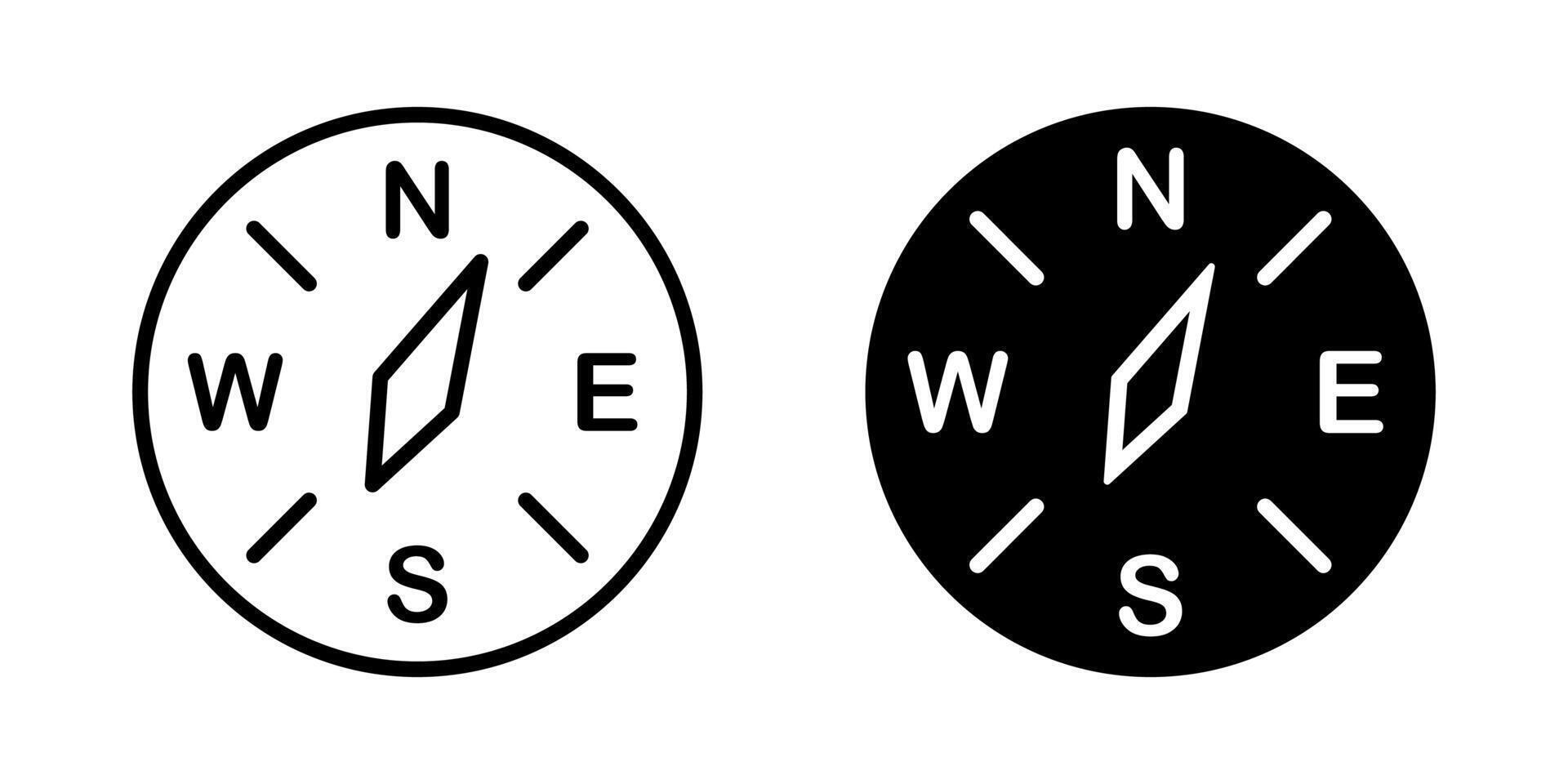 Compass icon. Navigation map symbol. North, south, east, west direction arrow. Adventure illustration. vector