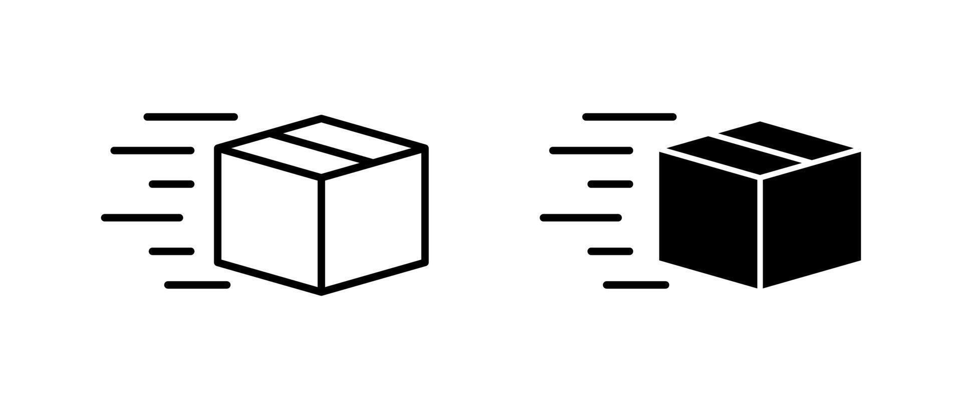 Quick box icon. Shipping symbol. Package delivery illustration. Transportation service sign. Logistic pictogram. vector