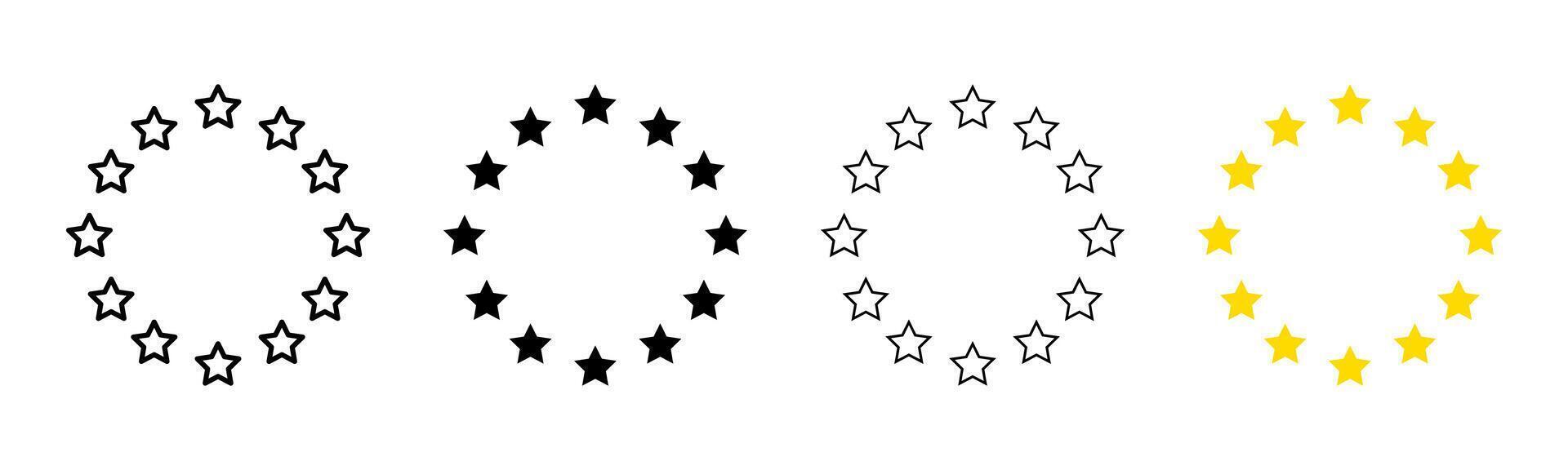 Star circle icon set. European union symbol. Stars arranged in circular shape. Business community illustration. vector