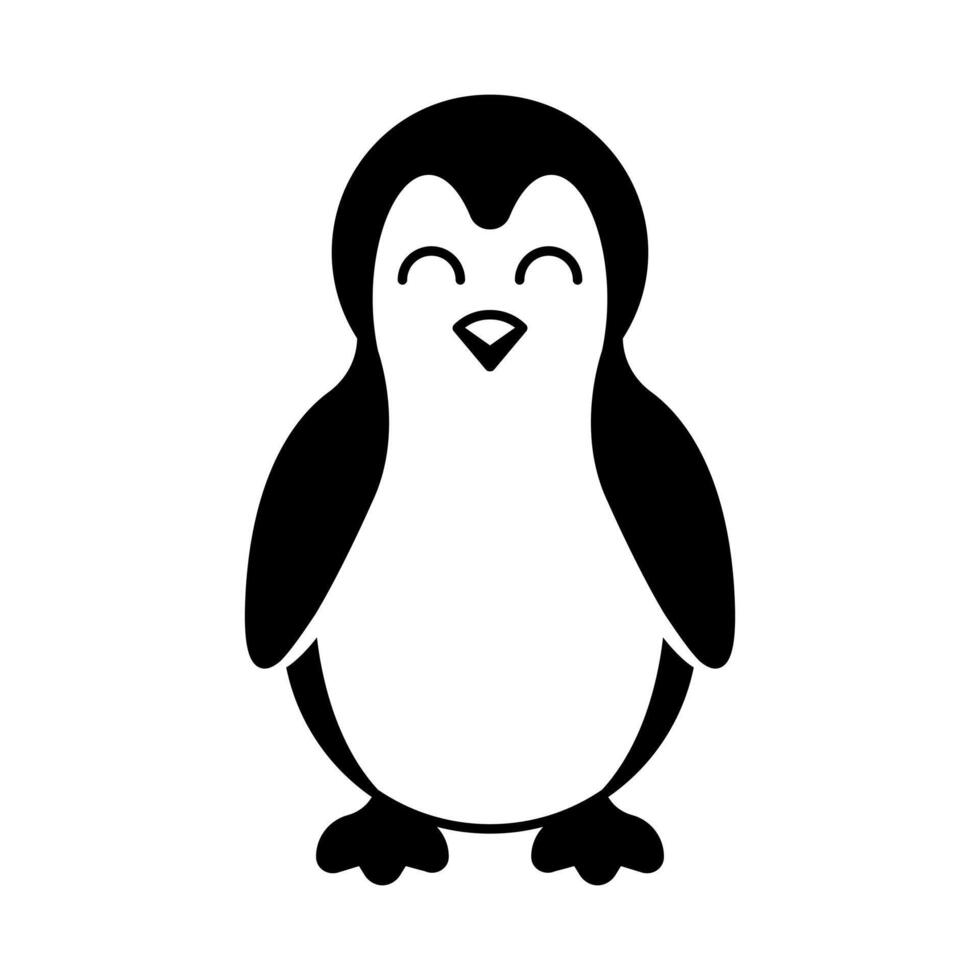 Cute penguin illustration. Happy baby penguin cartoon character design. Antarctic animal icon. vector