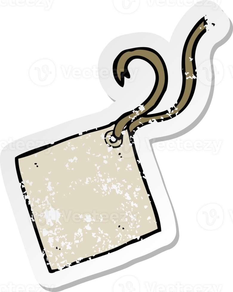 retro distressed sticker of a cartoon gift tag drawing png