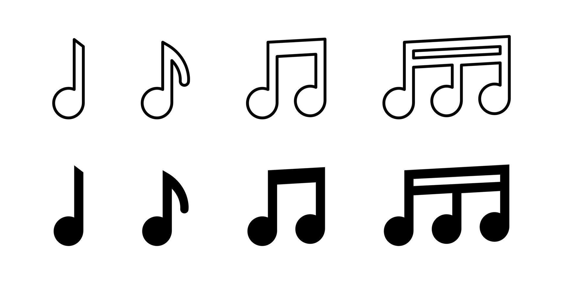 Musical notes icon set. Melody symbol. Music sheets illustration. vector