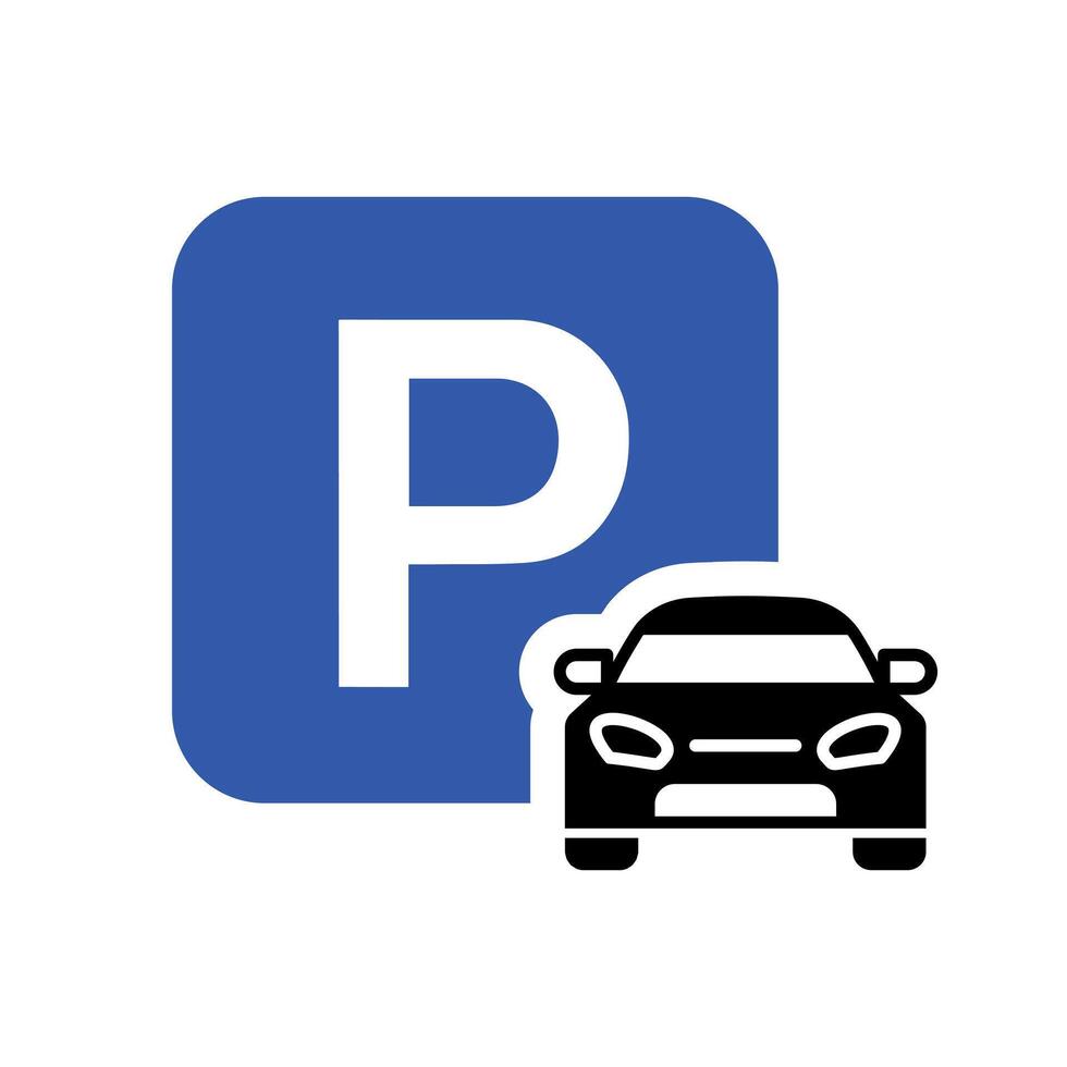 Parking icon. Parking area road sign. Car park public zone symbol. Automobile illustration. vector