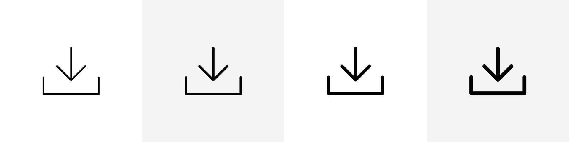 Download button icon set. Arrow download symbols. Save or upload file web interface pictogram. Web or app illustration. vector