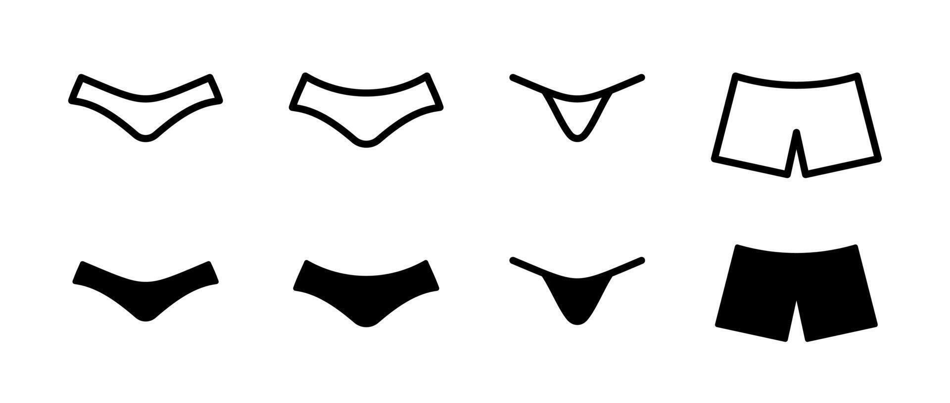 Underwear icon set. Woman pants symbol. Bikini illustration. Underclothing sign. vector