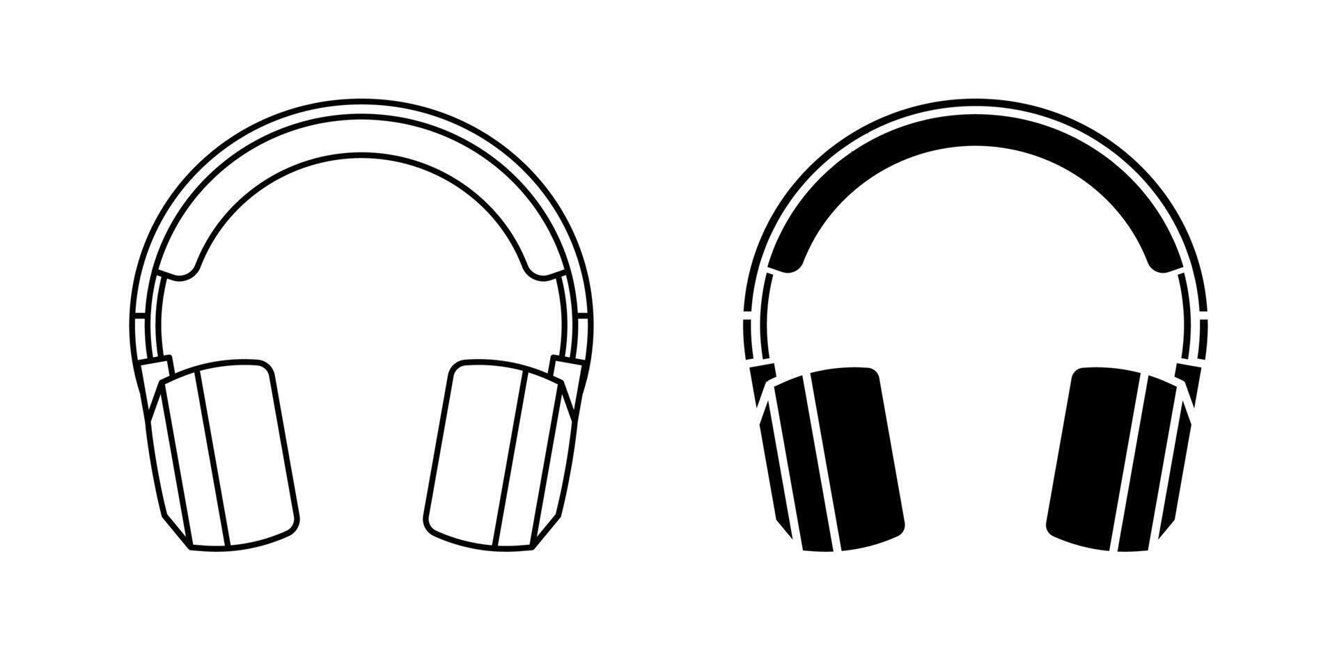 Headphones illustration. Wireless earphones icon set. Stereo headset symbol. Audio equipment concept. vector