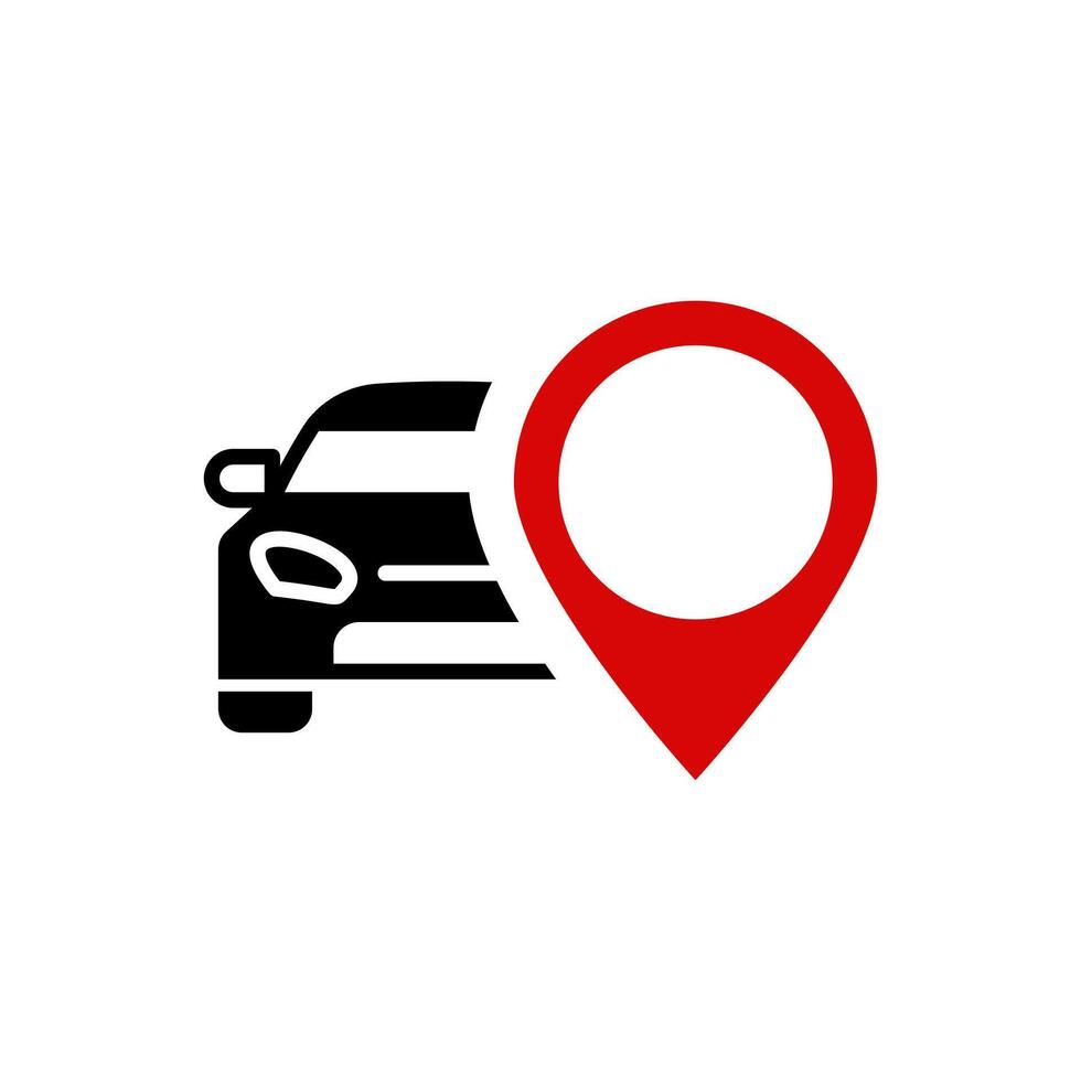 Auto location icon. Car position pin symbol. Navigation map sign. Car rent or leasing illustration. vector