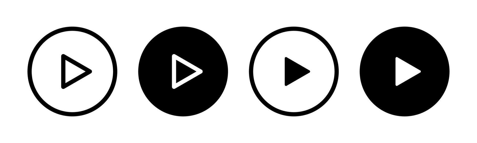 Play button icon set. Start symbol illustration. Web media interface play sign. vector