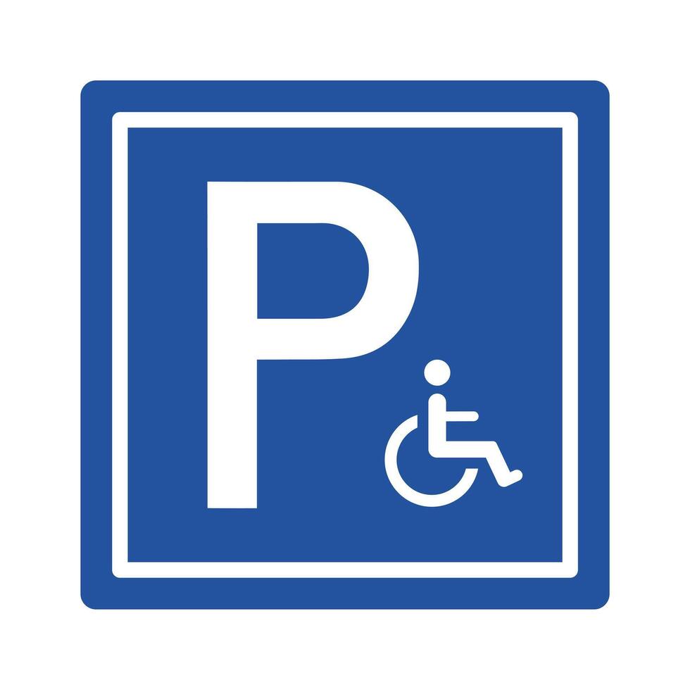Handicap parking sign. Accessibility parking only. Disabled illustration on blue background. vector