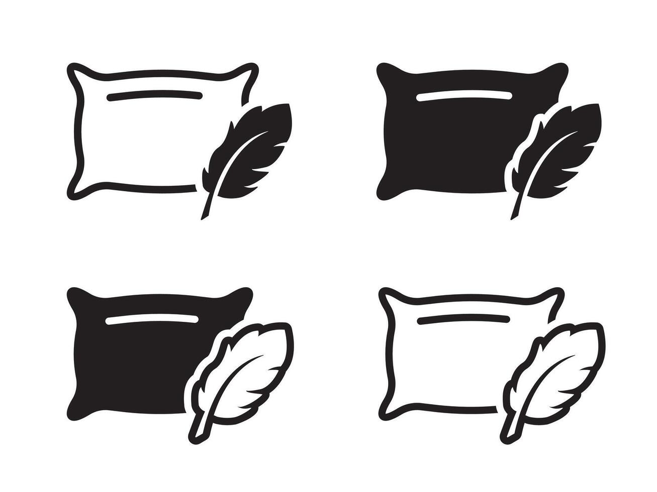 Pillow and feather icon. Soft and fluffy pillow. Fabric textile bedding sign. Fuzzy cotton bed illustration. Relax symbol. vector