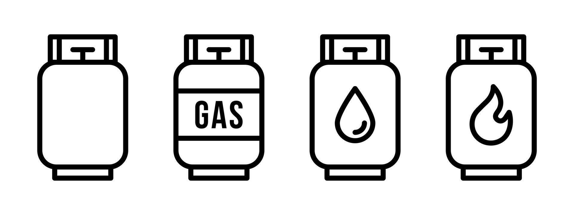 Gas tank icon set. Propane cylinder line symbol. Fuel canister pictogram. Petrol tank illustration. LPG or compressed methane outline icon. vector