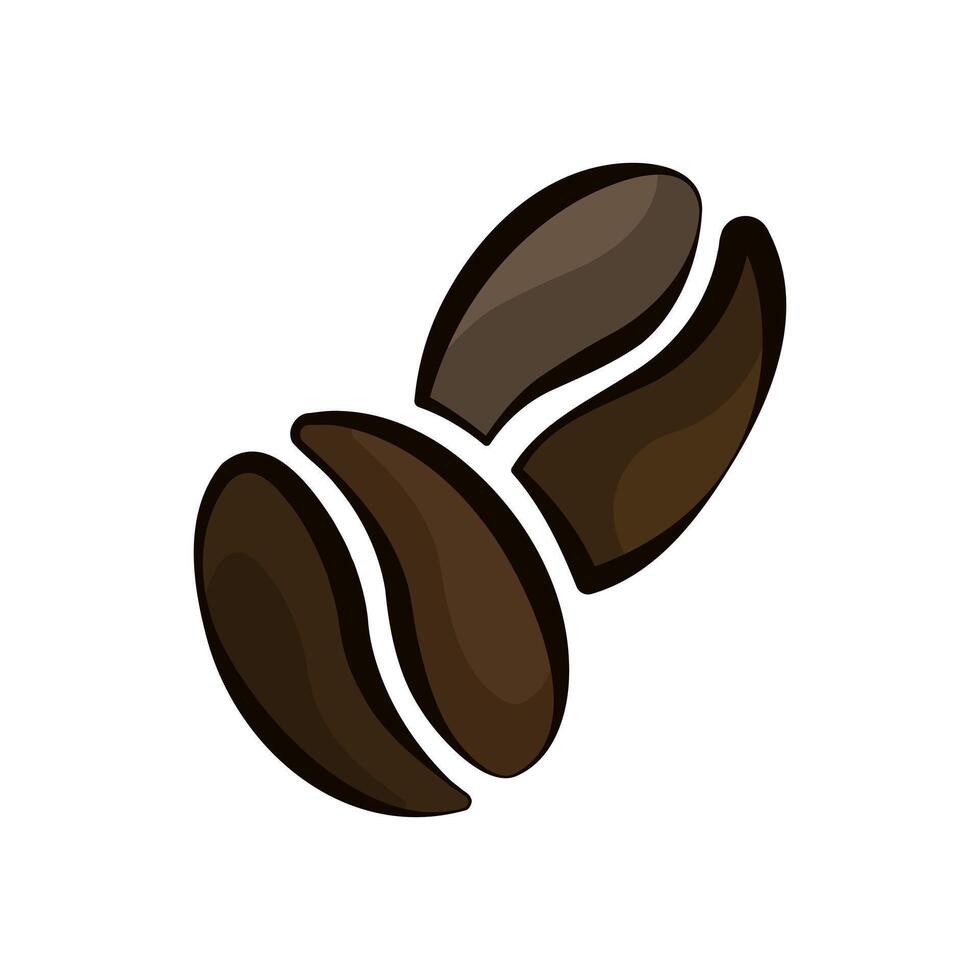 Coffee beans brown icon. Roasted coffee illustration. Espresso brown aquarelle art. Colored aroma symbol. vector