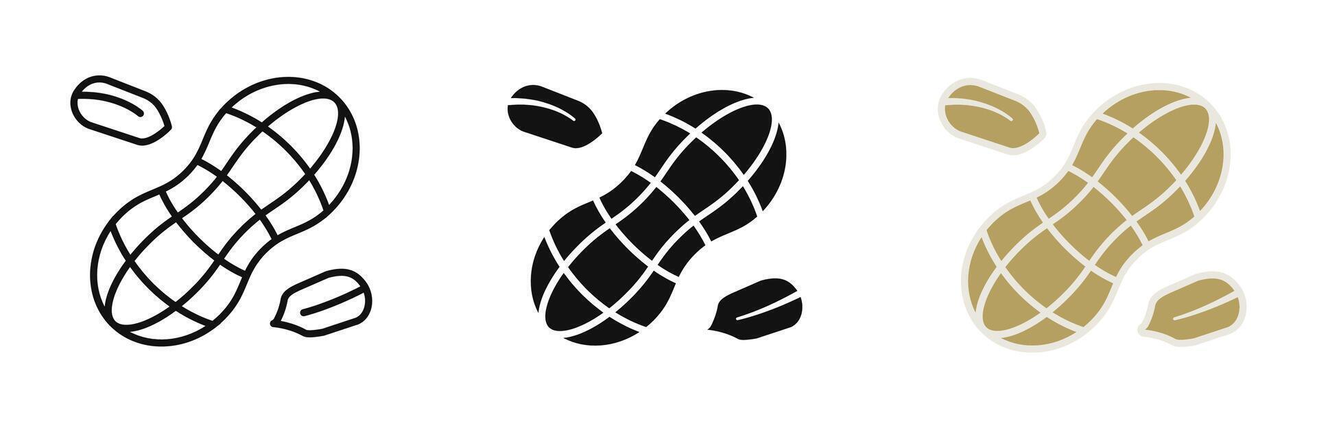 Peanut icon. Nut illustration. Raw nutshell symbol. Healthy snack icon. vector