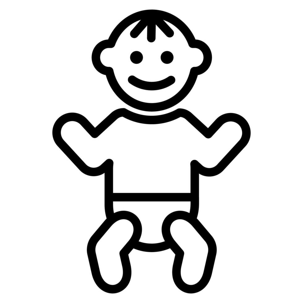 Baby face icon. Toddler face symbol. Child illustration. Newborn with diaper sign. vector