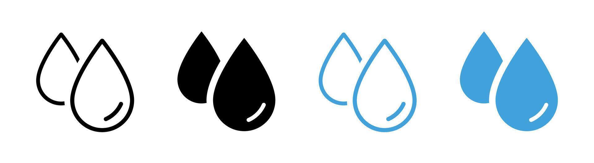 Water drop icon. Raindrop illustration. Wet symbol. Oil sign. Blue dripped rain droplet pictogram. Dew icon. vector