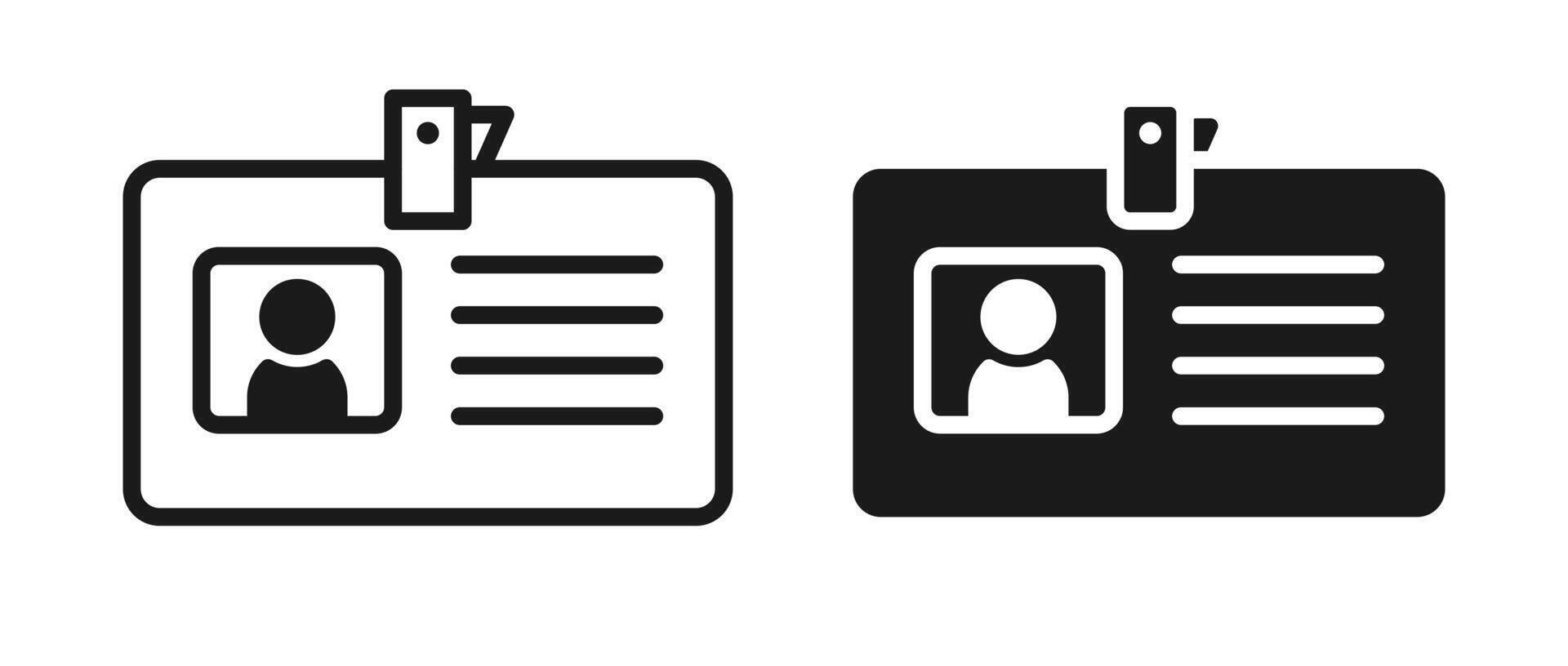 Id card icon. Driver's license. Membership or client personal identification sign. Employee or staff identity passport. Badge illustration. Line and filled icon. vector