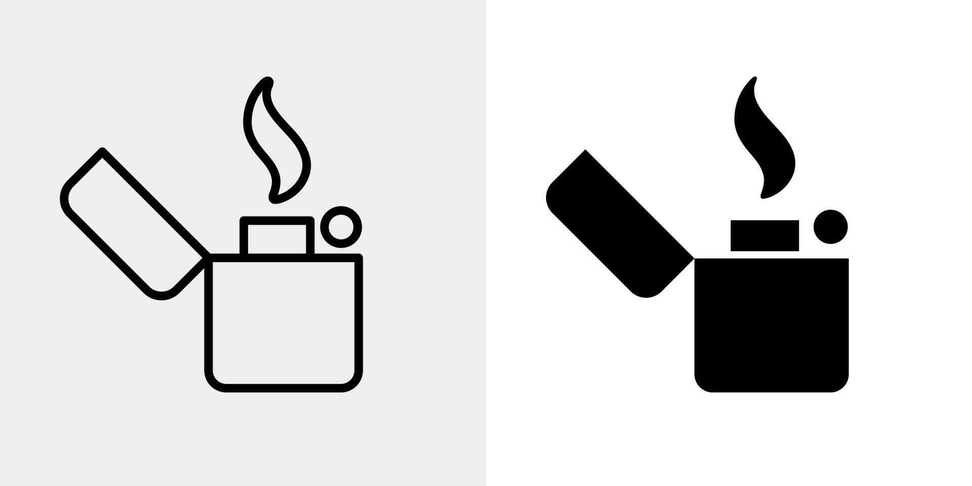 Lighter icon. Flaming benzine lighter illustration. Classic design pictogram. vector