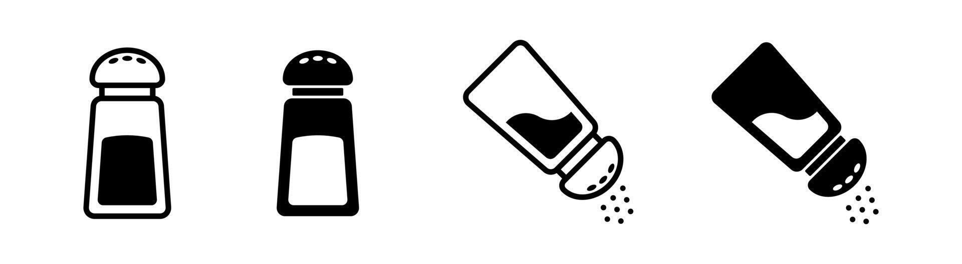 Salt and pepper icon. Spice symbol. Seasoning and condiment shaker illustration. vector