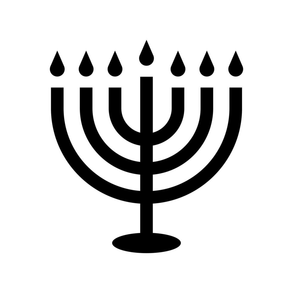 Menorah icon. Judaism traditional candle silhouette. Israel jewish religion black simple illustration. Candelabrum sign. vector