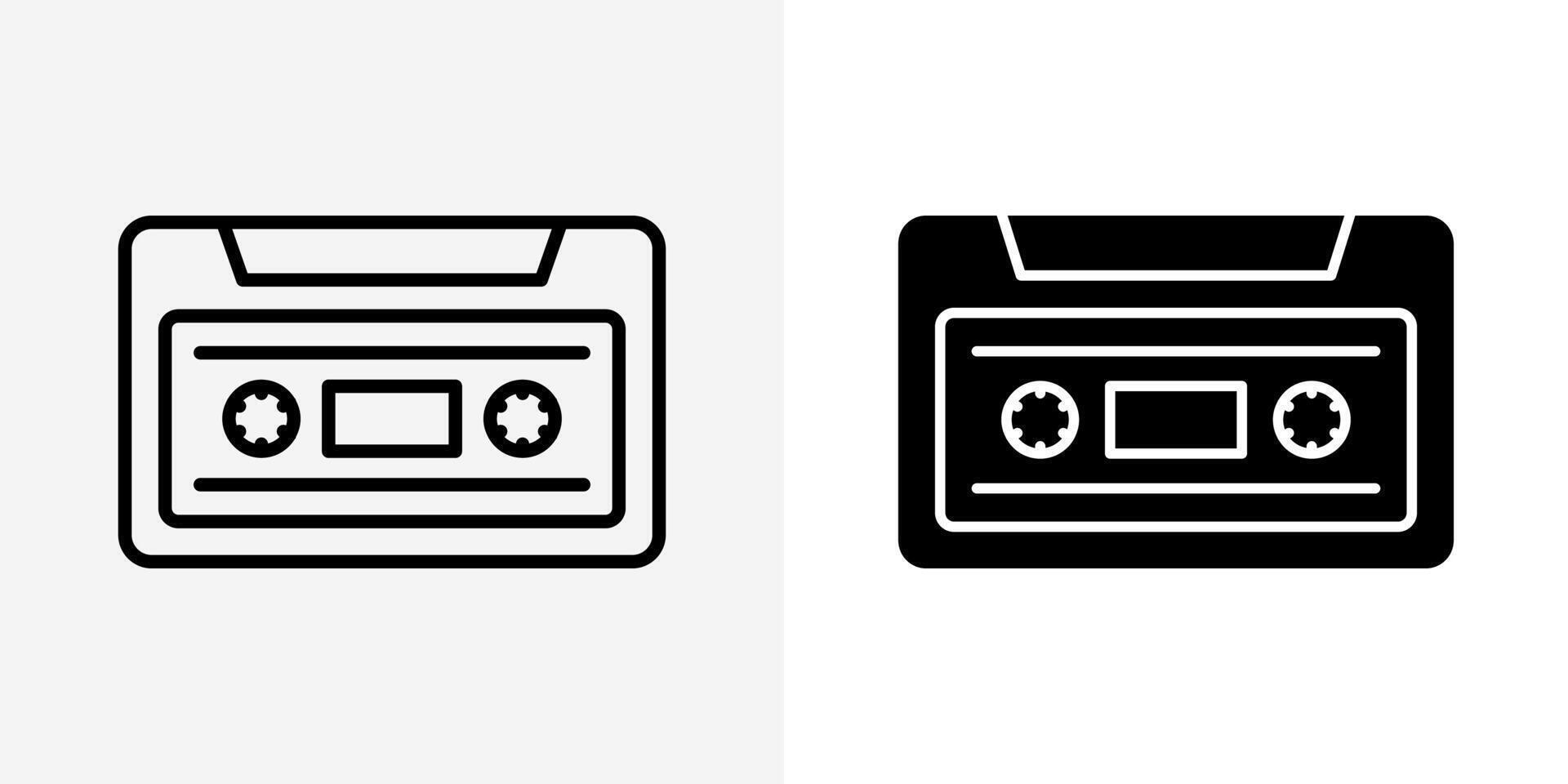 Tape icon. Audio cassette illustration. Vintage retro media symbol. vector