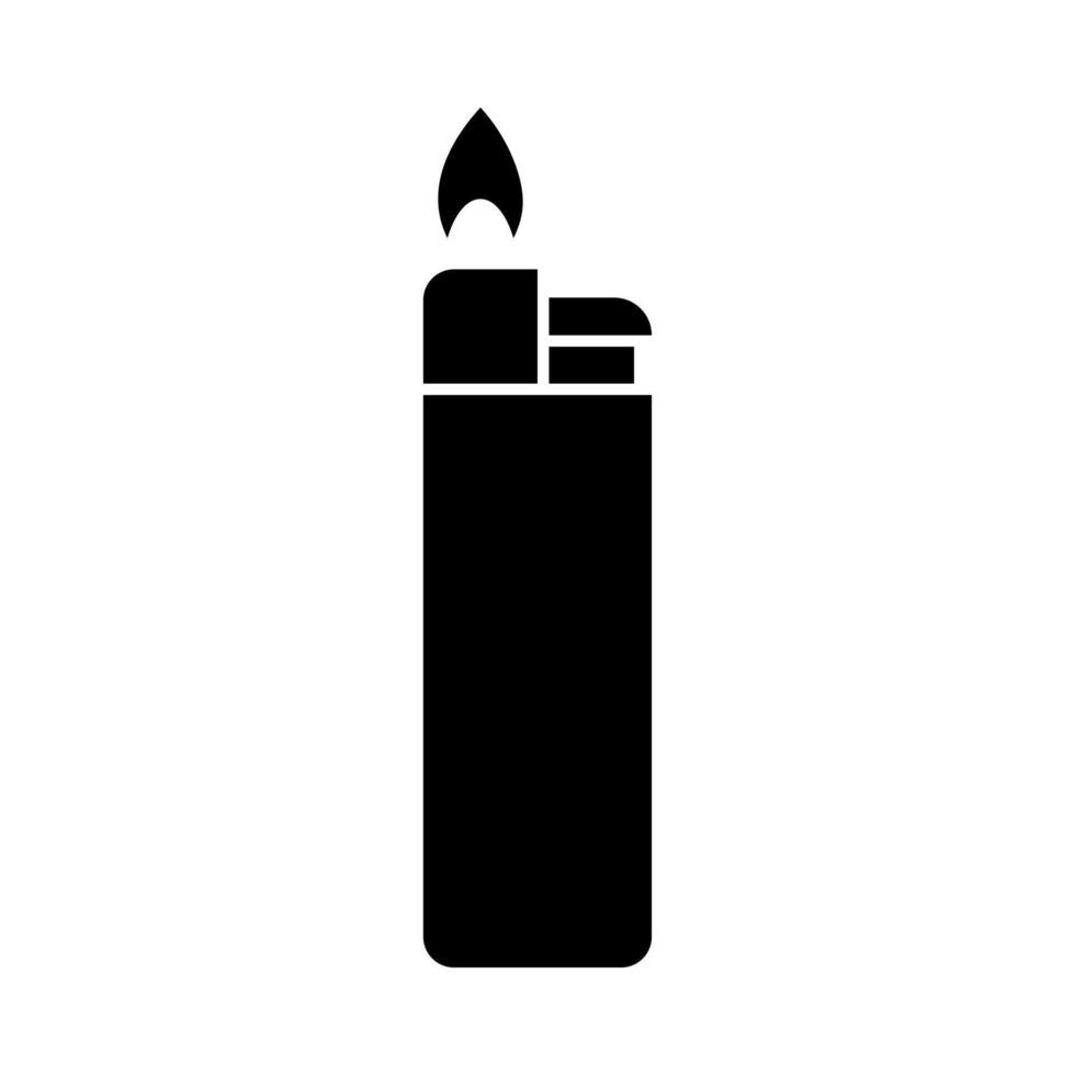 Gas lighter icon. Flaming cigarette lighter black illustration. Classic design silhouette. vector