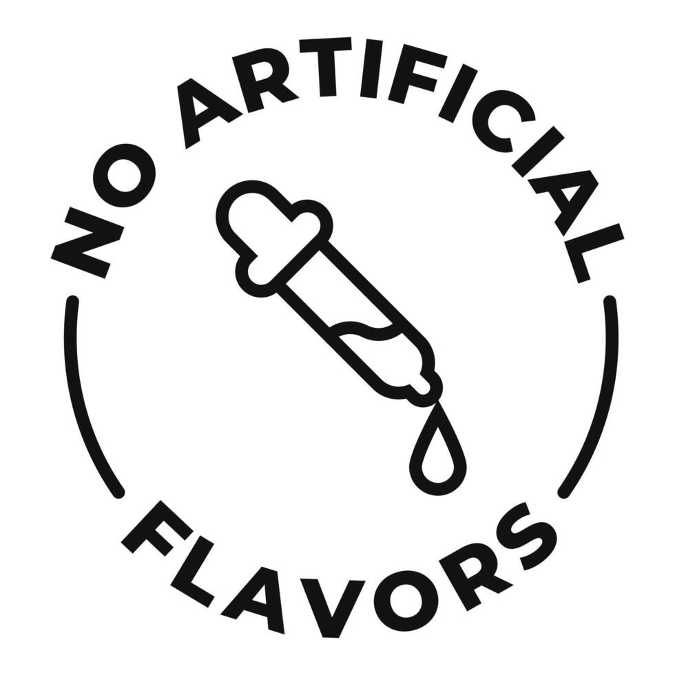 No artificial flavors icon. Additives free label. No artificial flavors illustration for product packaging logo, sign, symbol or emblem. vector