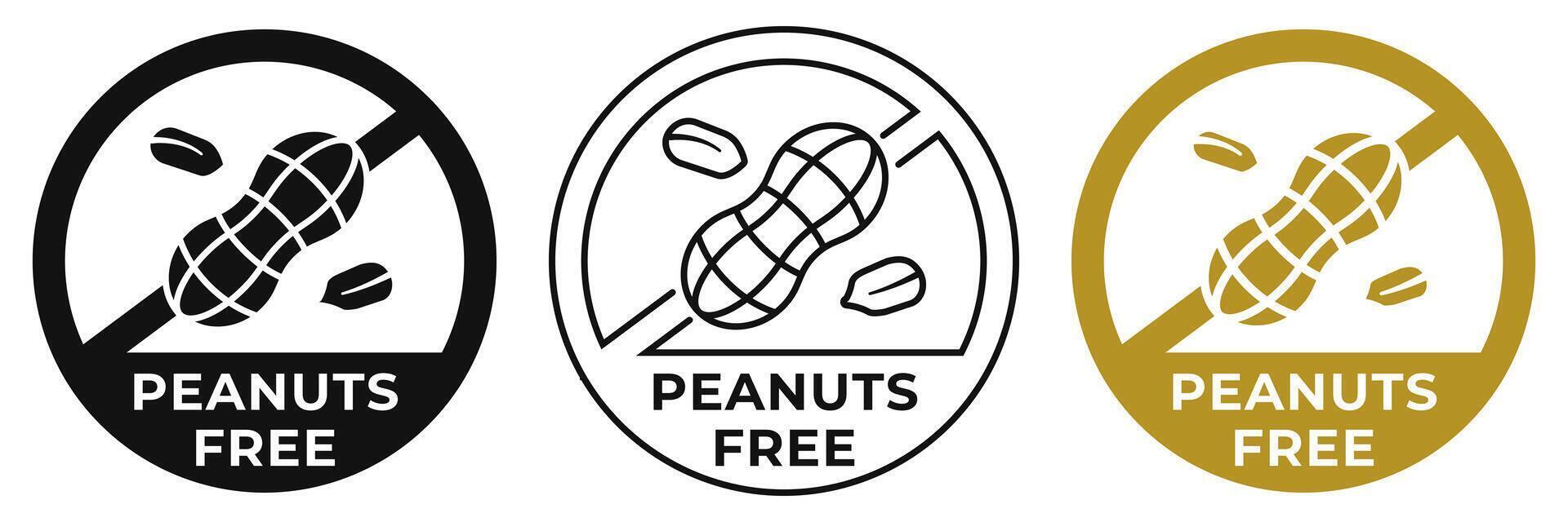 Peanuts free icon. No nuts forbidden label. Peanuts free ban or prohibition logo, illustration, badge, symbol, stamp, sticker, emblem or seal. vector