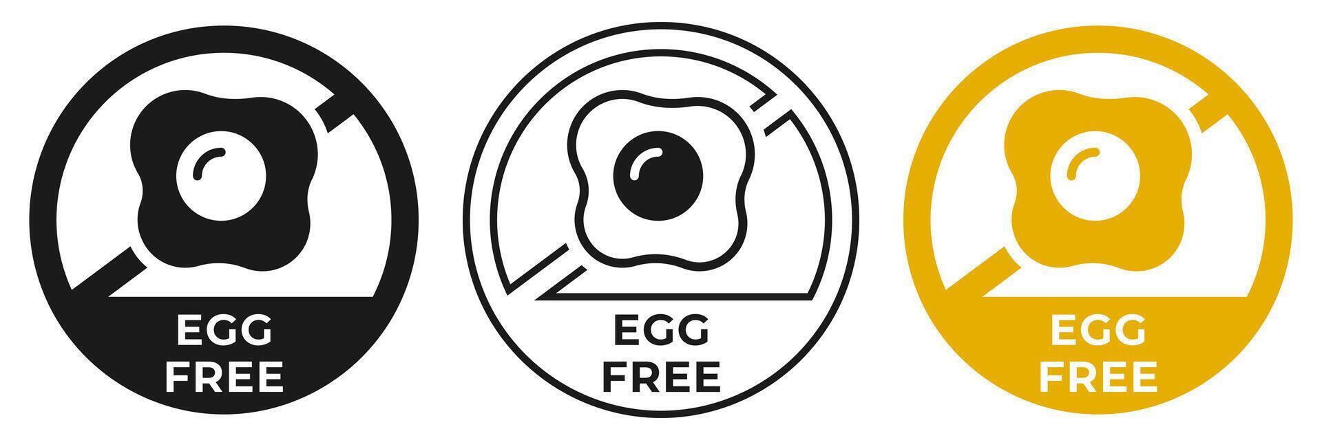 Egg free icon. Eggs free forbidden label. Ban or prohibition logo, illustration, badge, symbol, stamp, sticker, emblem or seal. vector