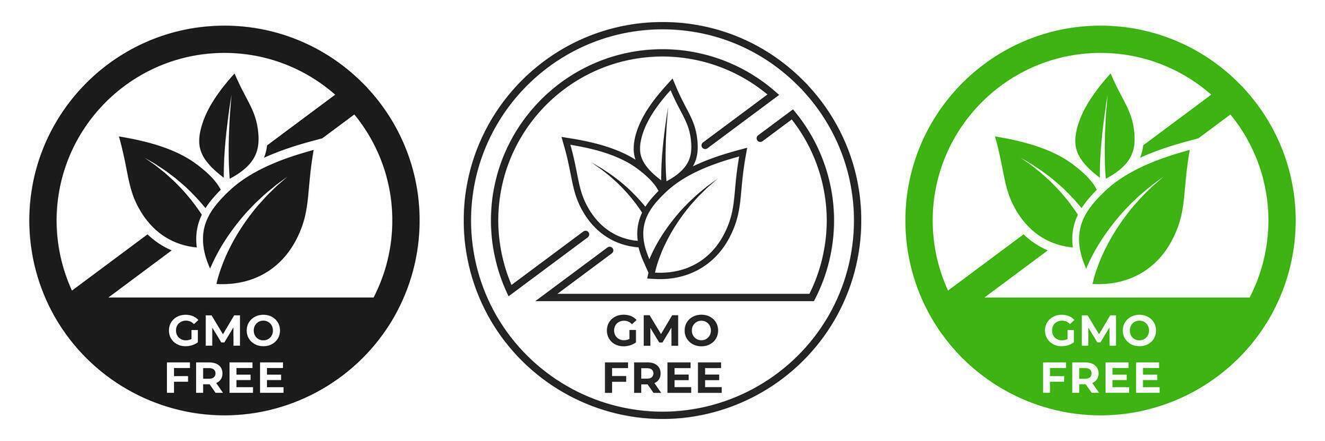 GMO free icon. Non GMO forbidden label. Chemicals free ban or prohibition logo, illustration, badge, symbol, stamp, sticker, emblem or seal. vector
