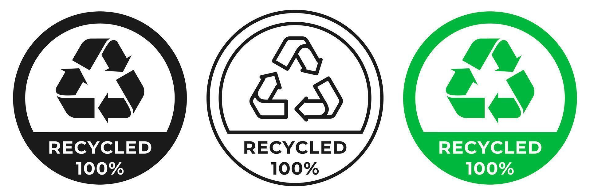 Recycled icon. Made from recycled materials symbol. Zero waste sign. Reused plastic and paper label. vector