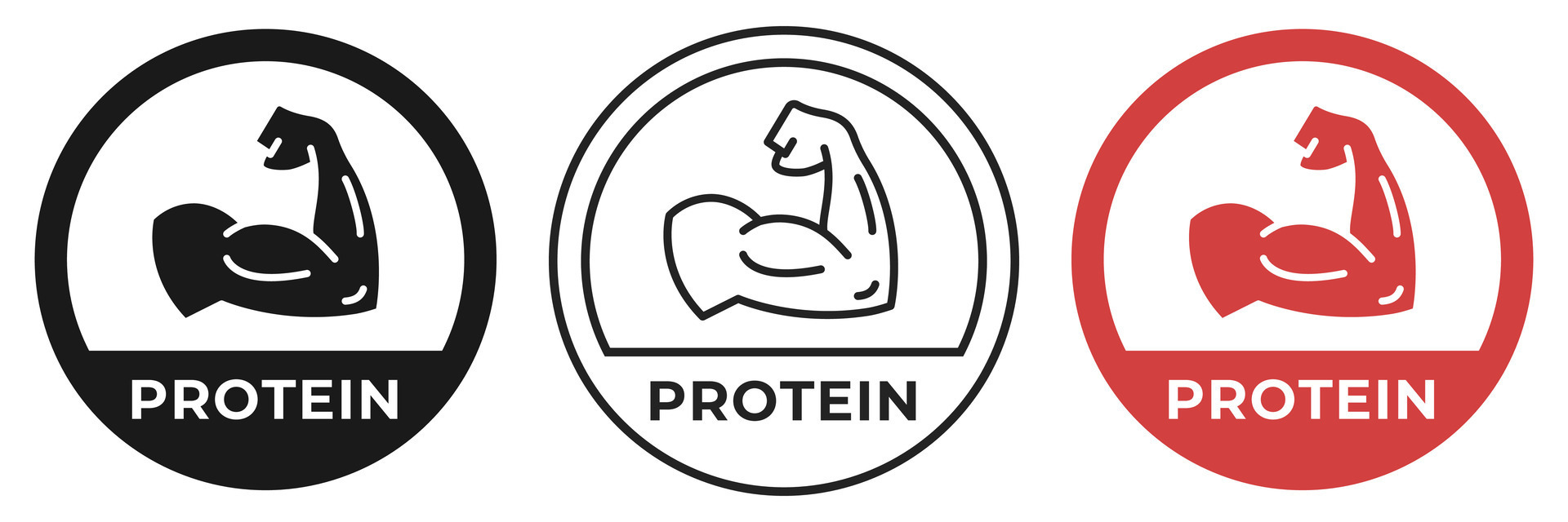 High protein icon. Whey protein fitness logo, badge, symbol, stamp or
