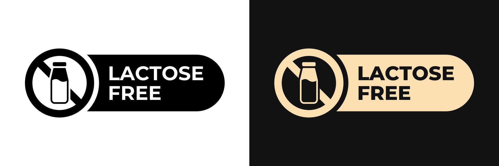 Lactose free icon. No lactose label. Dairy free illustration, logo, symbol, sign, stamp, tag, emblem, mark or seal for product packaging. vector