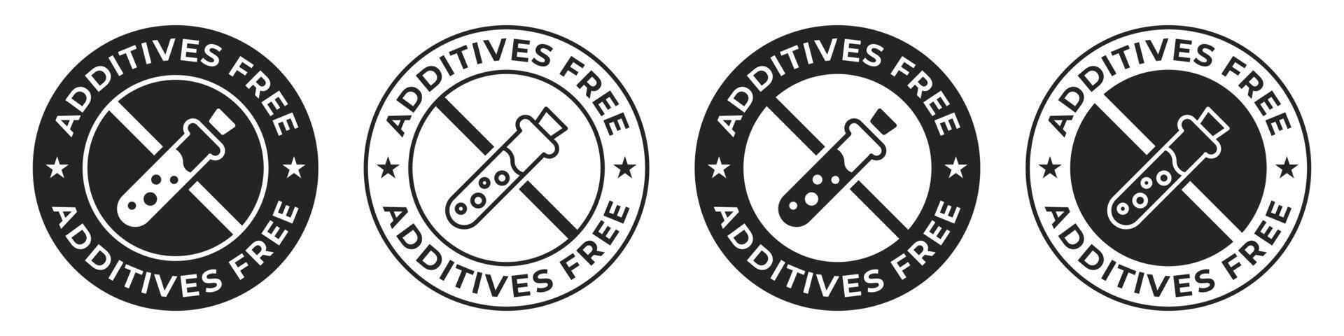 Additives free label. No chemicals illustration for product packaging logo, sign, symbol, badge or emblem. Additives free icon. vector