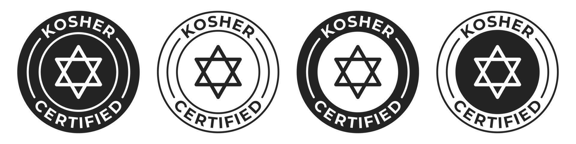 Kosher certified label. Kosher food illustration for product packaging badge. vector